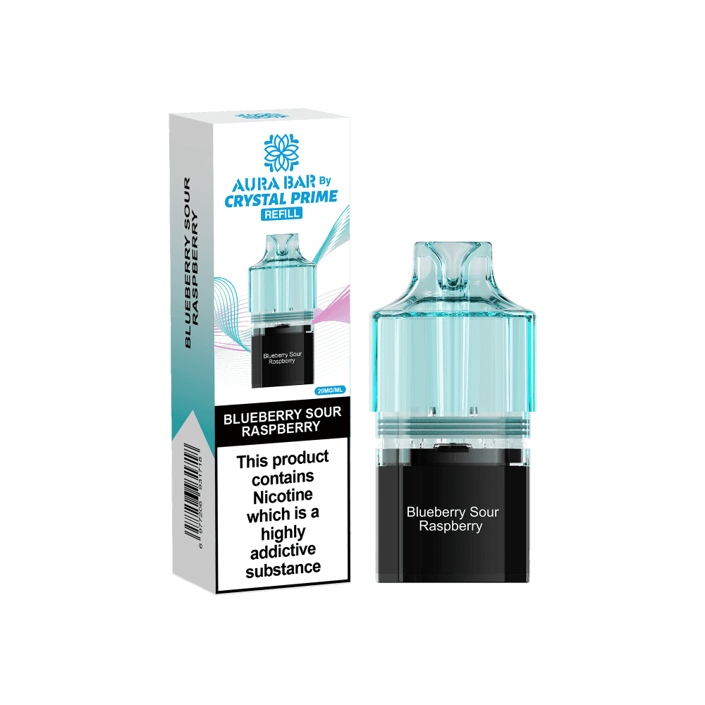 Crystal Prime 10000 Vape Pods - Blueberry Sour Raspberry - Box of 5