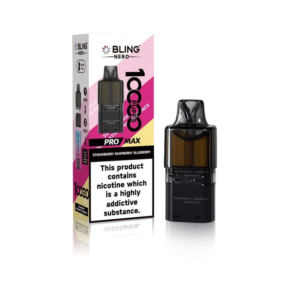 Crystal Bling Nero 10k Pods - Strawberry Raspberry Blueberry - 5Packs