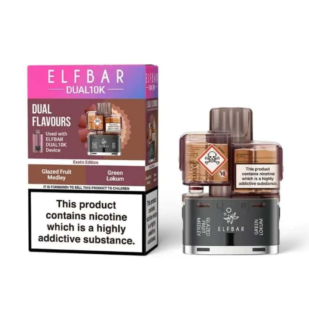 Elf Bar Dual 10k Pods - Glazed Fruit Medley/Green Lokum