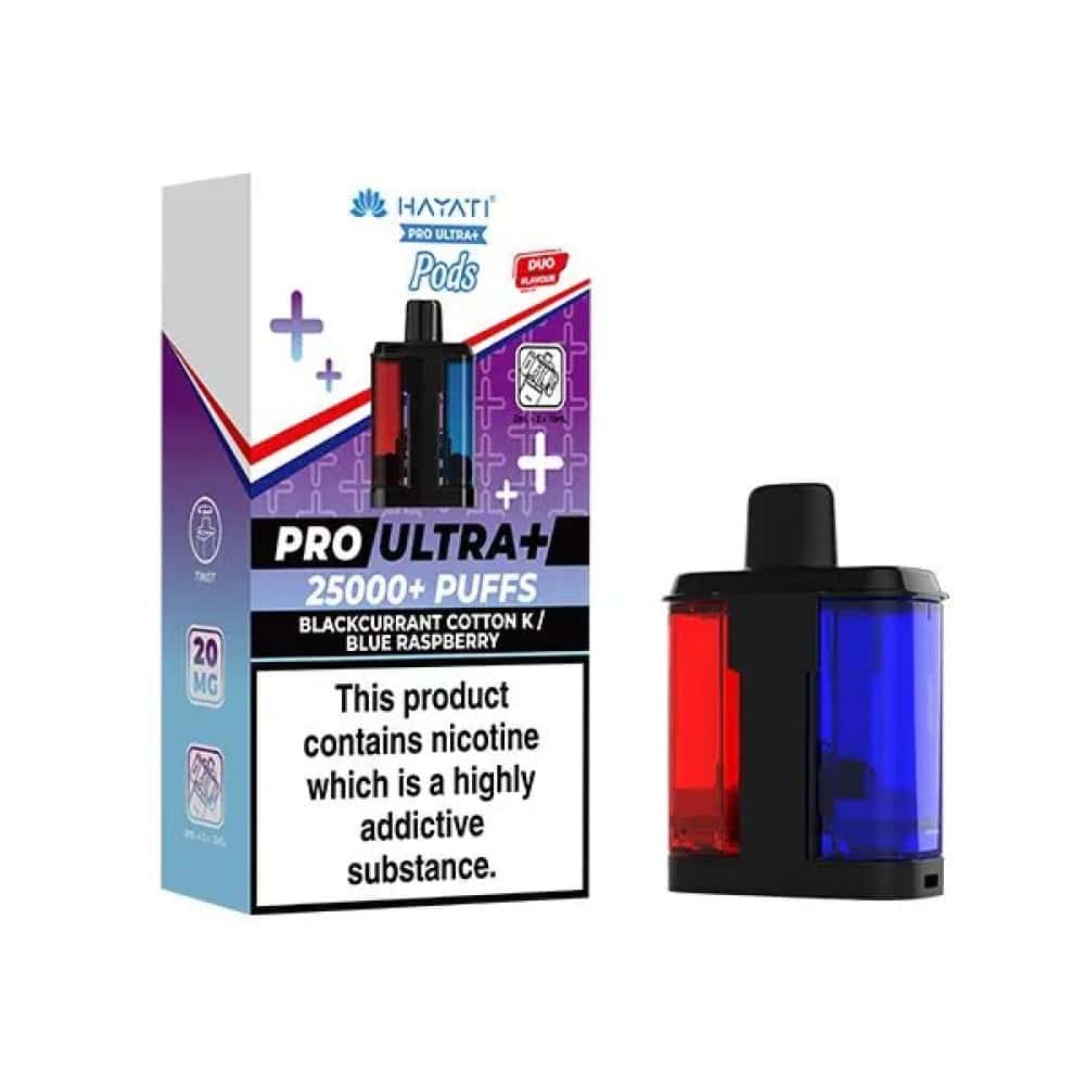 Hayati Pro Ultra Plus 25k Pods- Blackcurrant Cotton K/Blue Raspberry