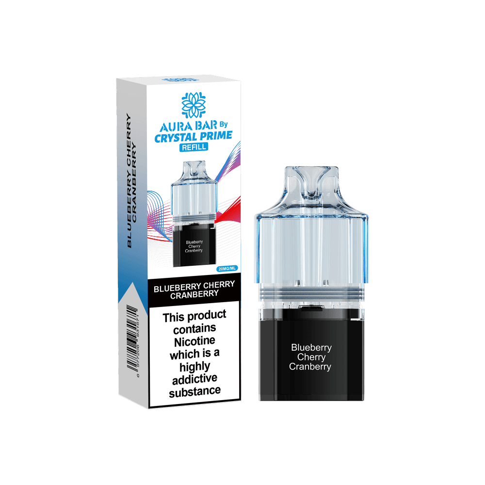 Crystal Prime 10000 Vape Pods - Blueberry Cherry Cranberry - Box of 5