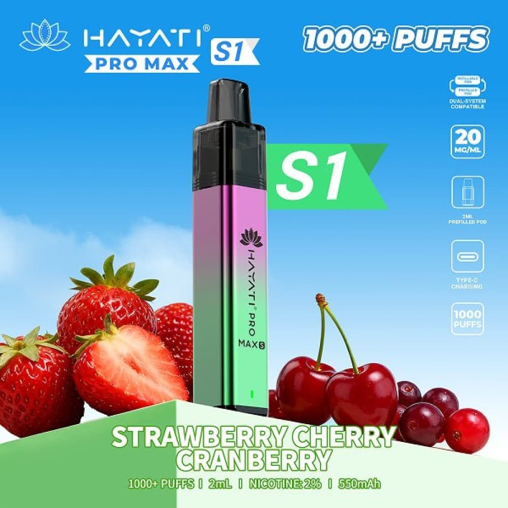 Hayati Pro Max S1 - Strawberry Cherry Cranberry - 10Packs