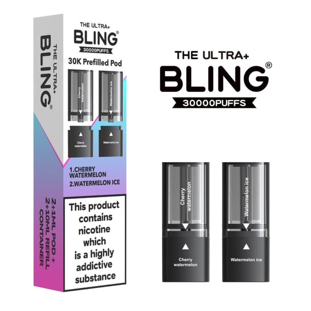 The Bling Ultra Plus 30k Vape Pods - Cherry Watermelon/Watermelon Ice | 5 Packs