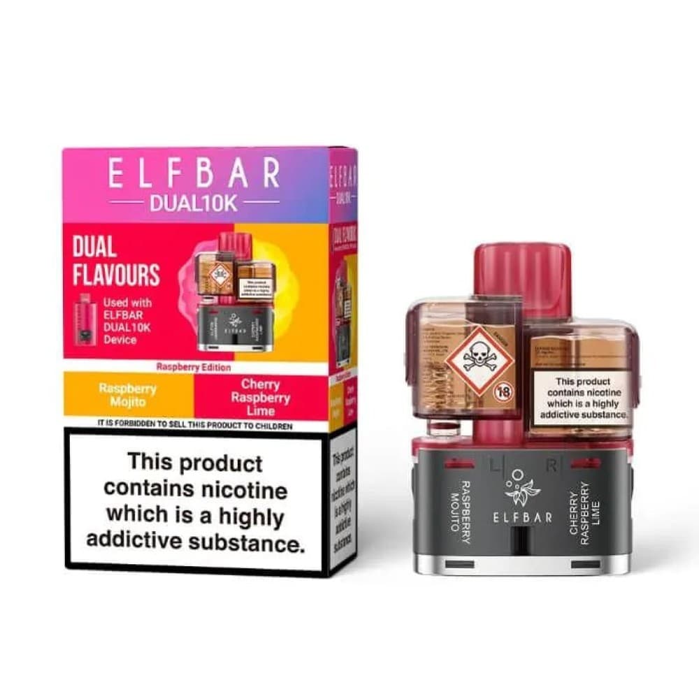 Elf Bar Dual 10k Pods - Raspberry Mojito/Cherry Raspberry Lime
