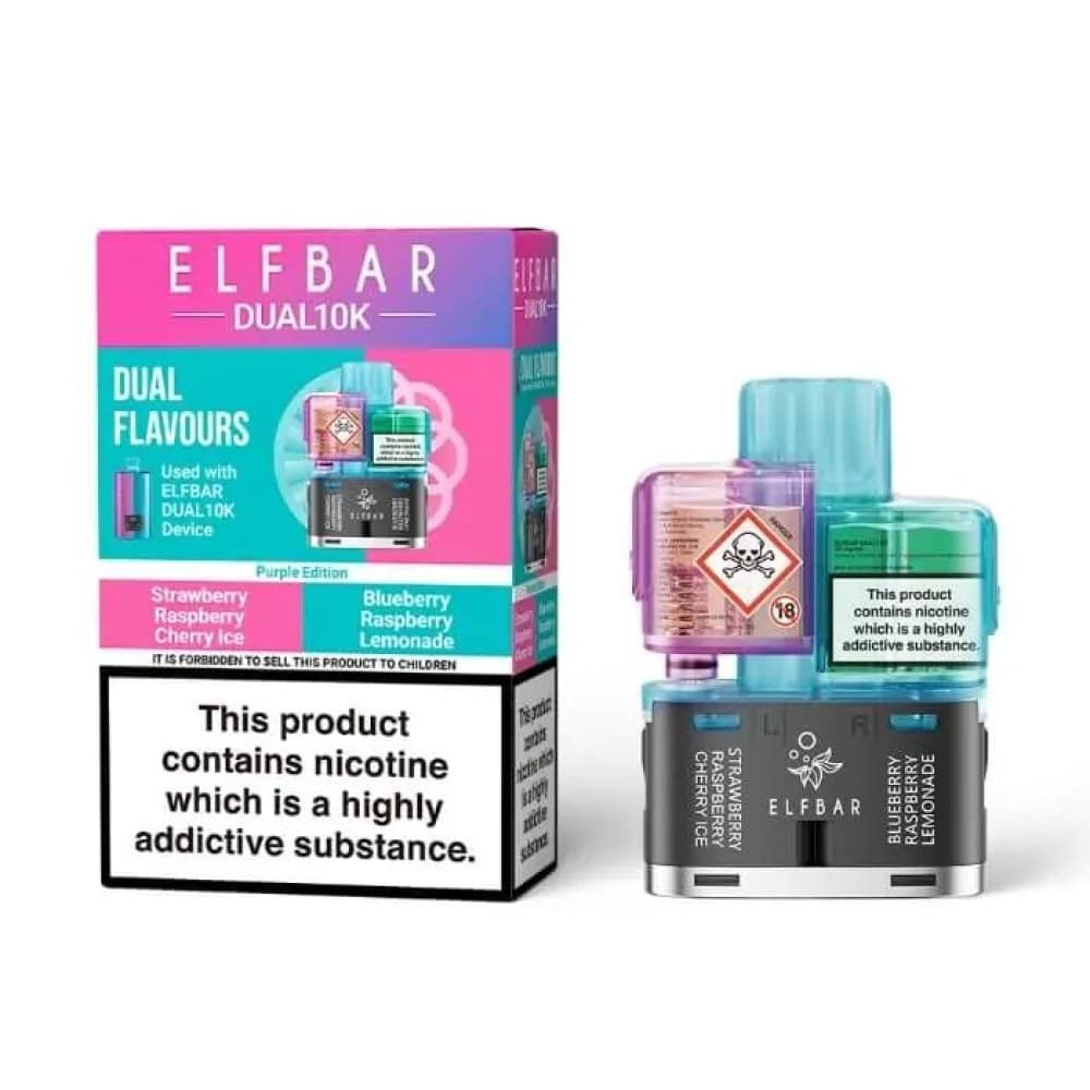 Elf Bar Dual 10k Pods - Strawberry Raspberry Cherry Ice/Blueberry Raspberry Lemonade