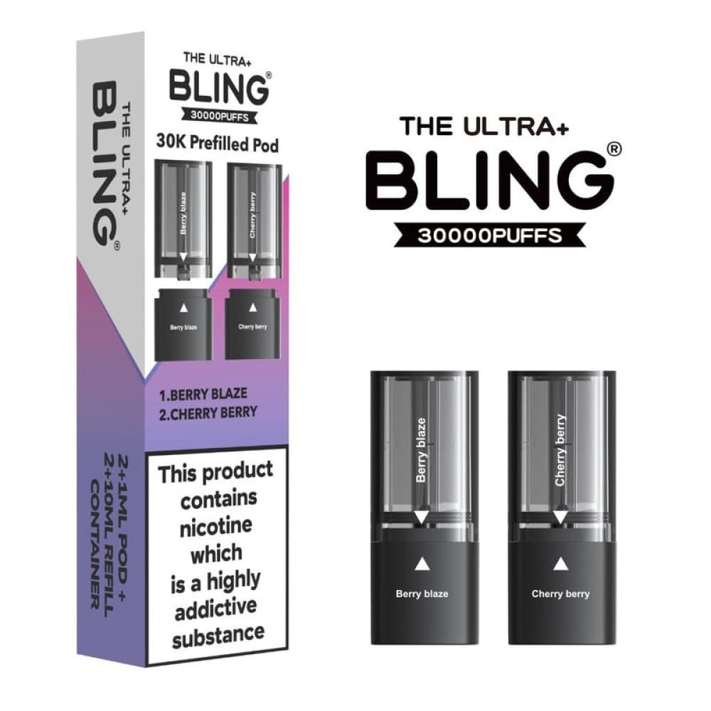 The Bling Ultra Plus 30k Vape Pods - Berry Blaze/Cherry Berry | 5 Packs