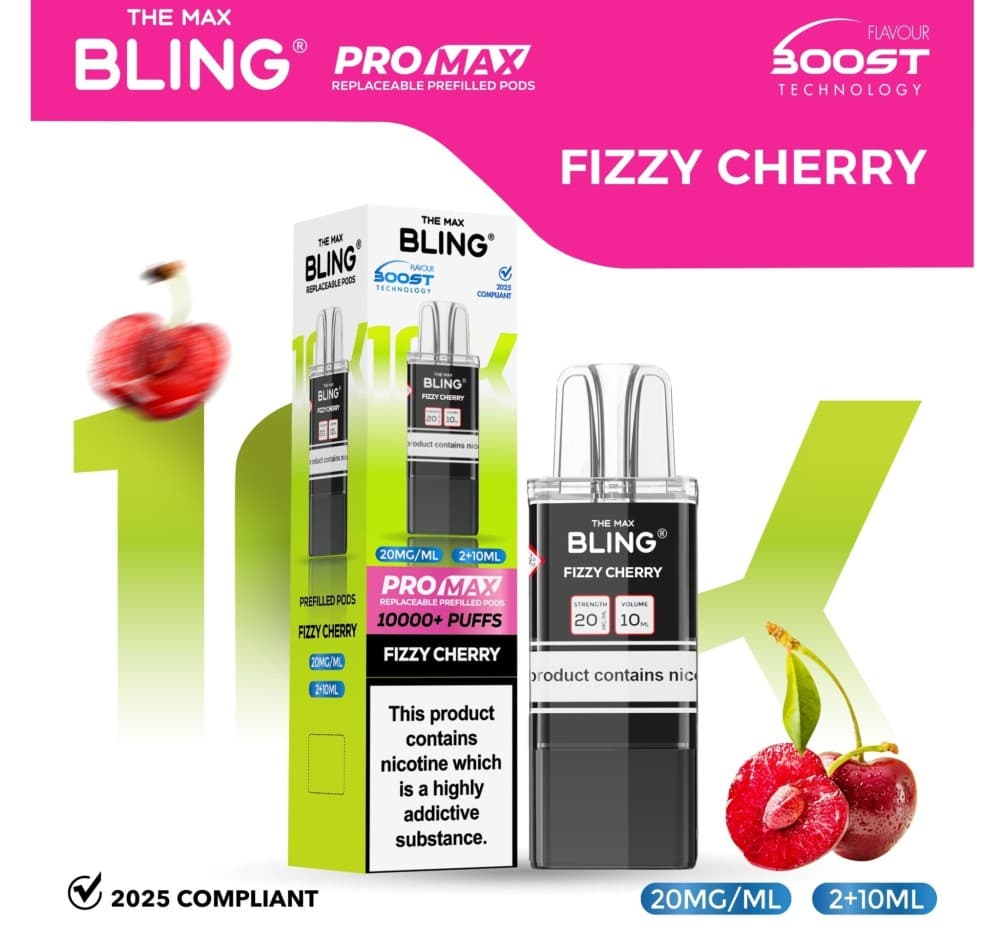 The Crystal Bling Max 10000 Pods - Fizzy Cherry - 5Packs