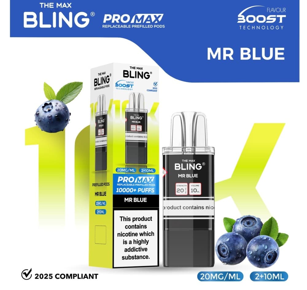The Crystal Bling Max 10000 Pods - Mr Blue - 5Packs
