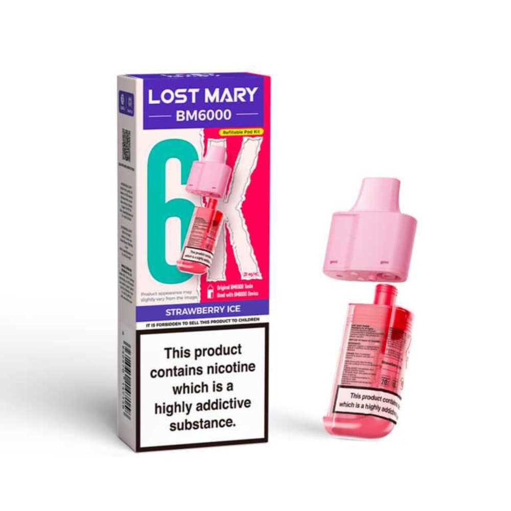  Strawberry Ice Lost Mary Bm6000 Refill Pods | 6,000 Puffs