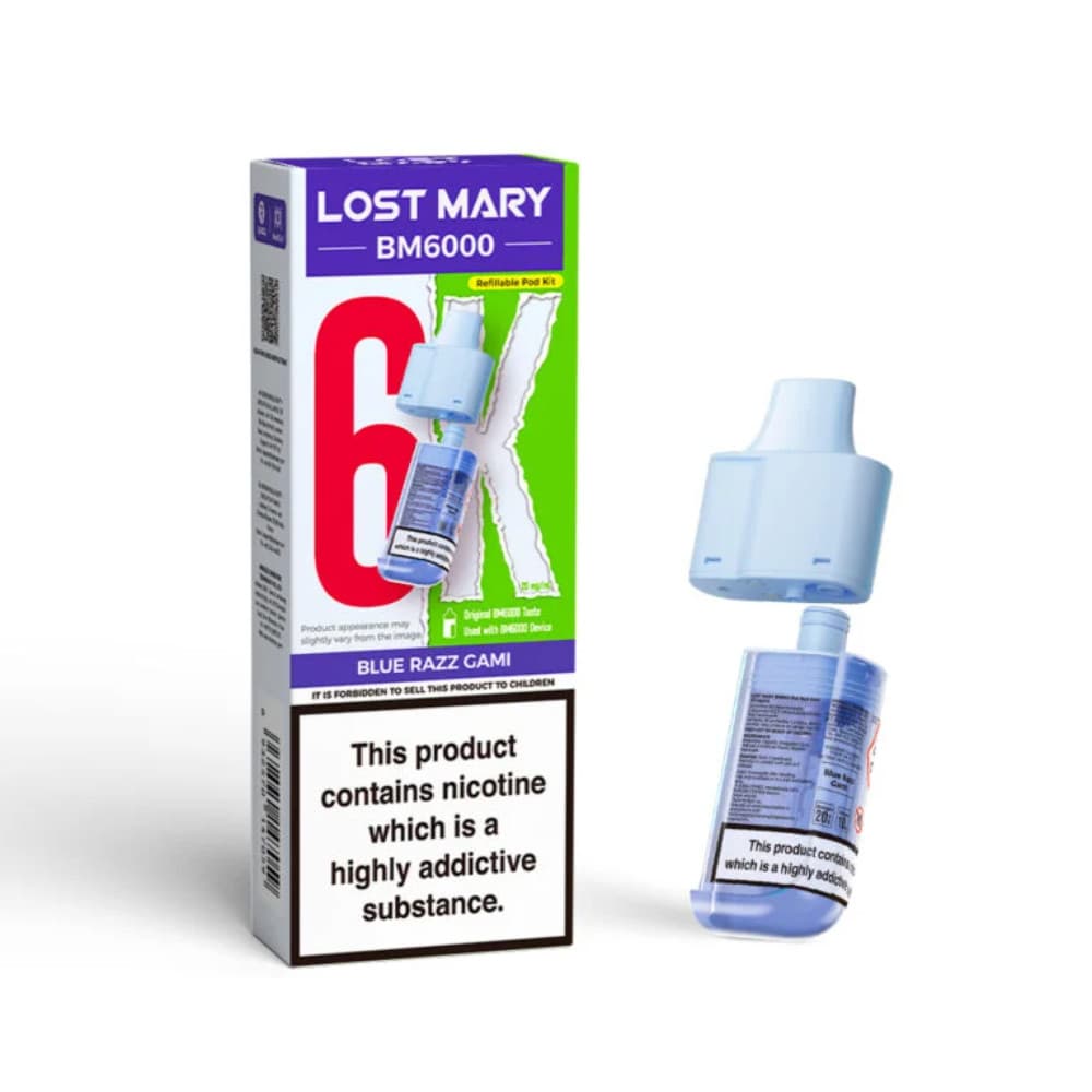  Blue Razz Gami Lost Mary Bm6000 Refill Pods | 6,000 Puffs
