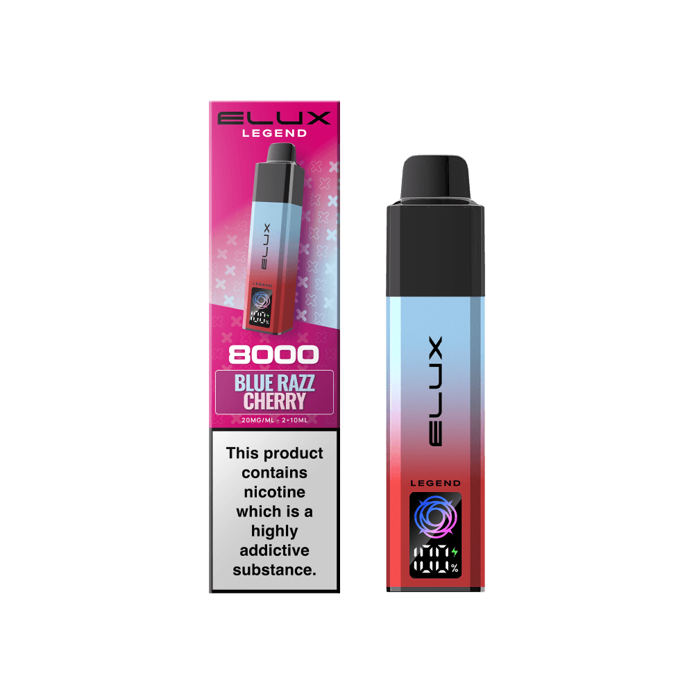  Blue Razz Cherry Elux Legend 8000 Pod Vape Kit Box of 5