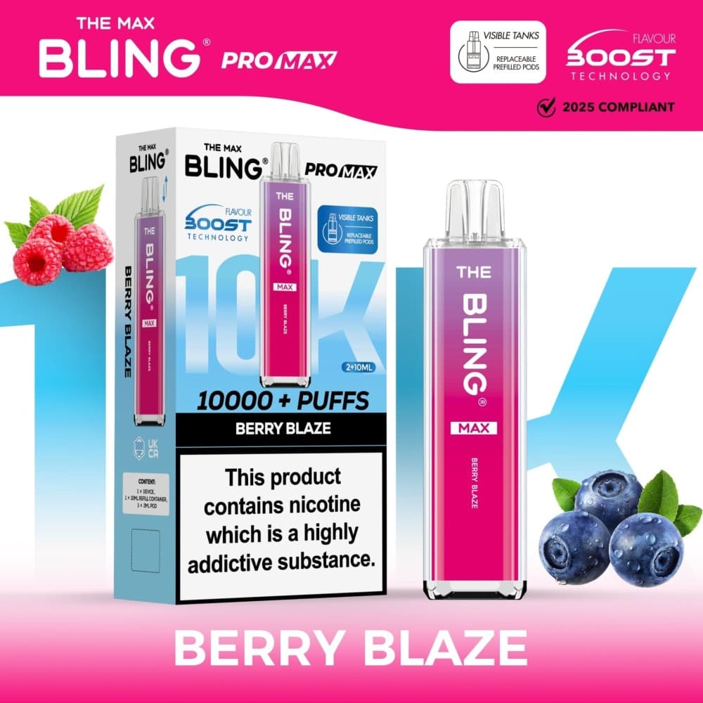  Berry Blaze The Crystal Bling Max 10k Vape Kit Box of 5