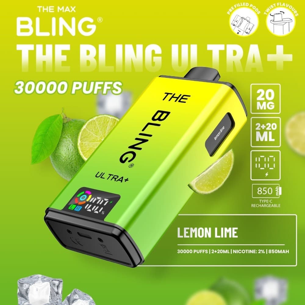  Lemon Lime The Bling Ultra Plus 30k Vape Kit Box of 5