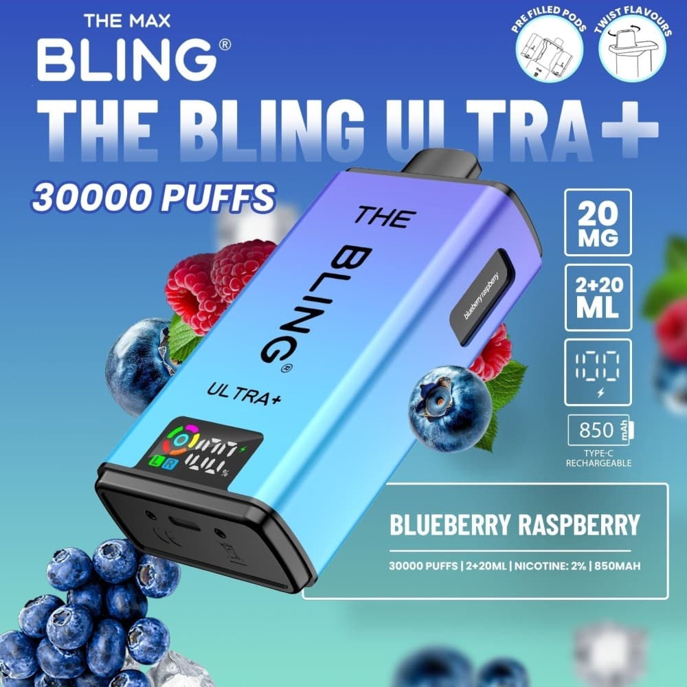  Blueberry Raspberry The Bling Ultra Plus 30k Vape Kit Box of 5