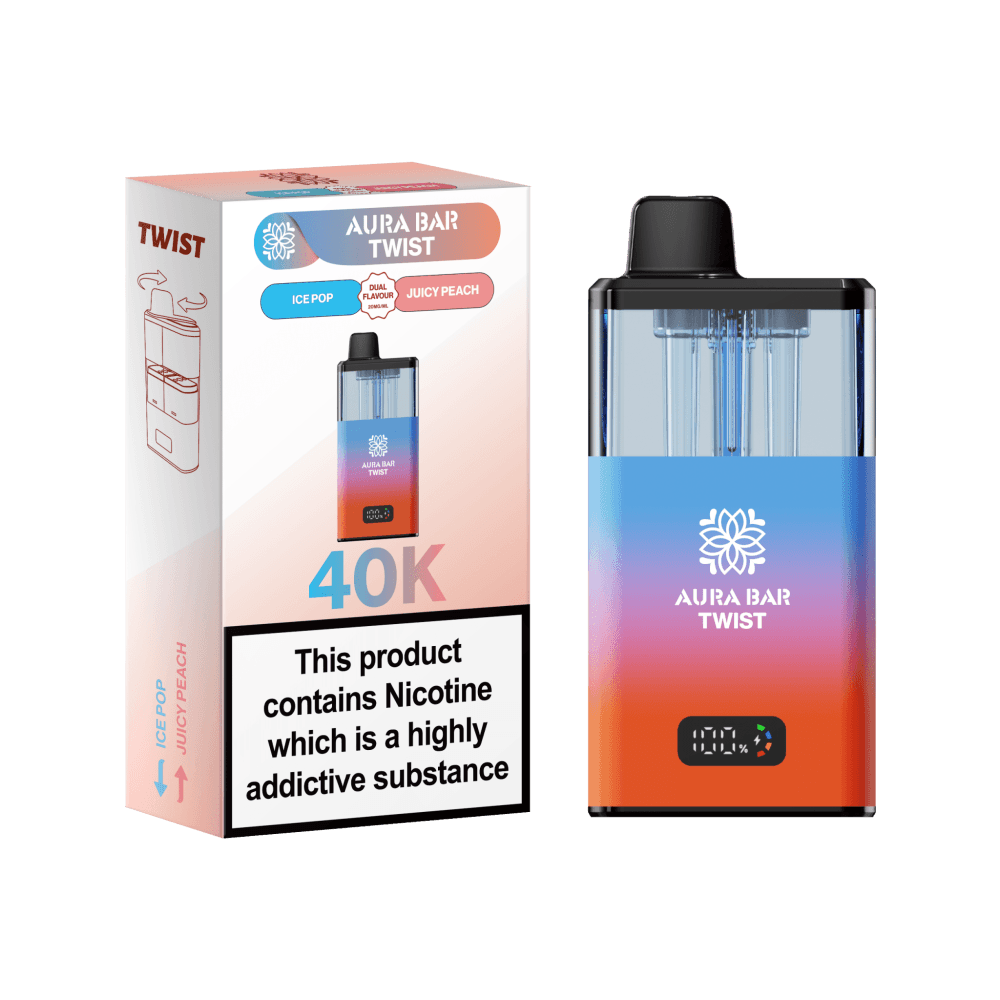  Ice Pop / Juicy Peach Aura Bar Twist 40k Vape Kit Box of 5