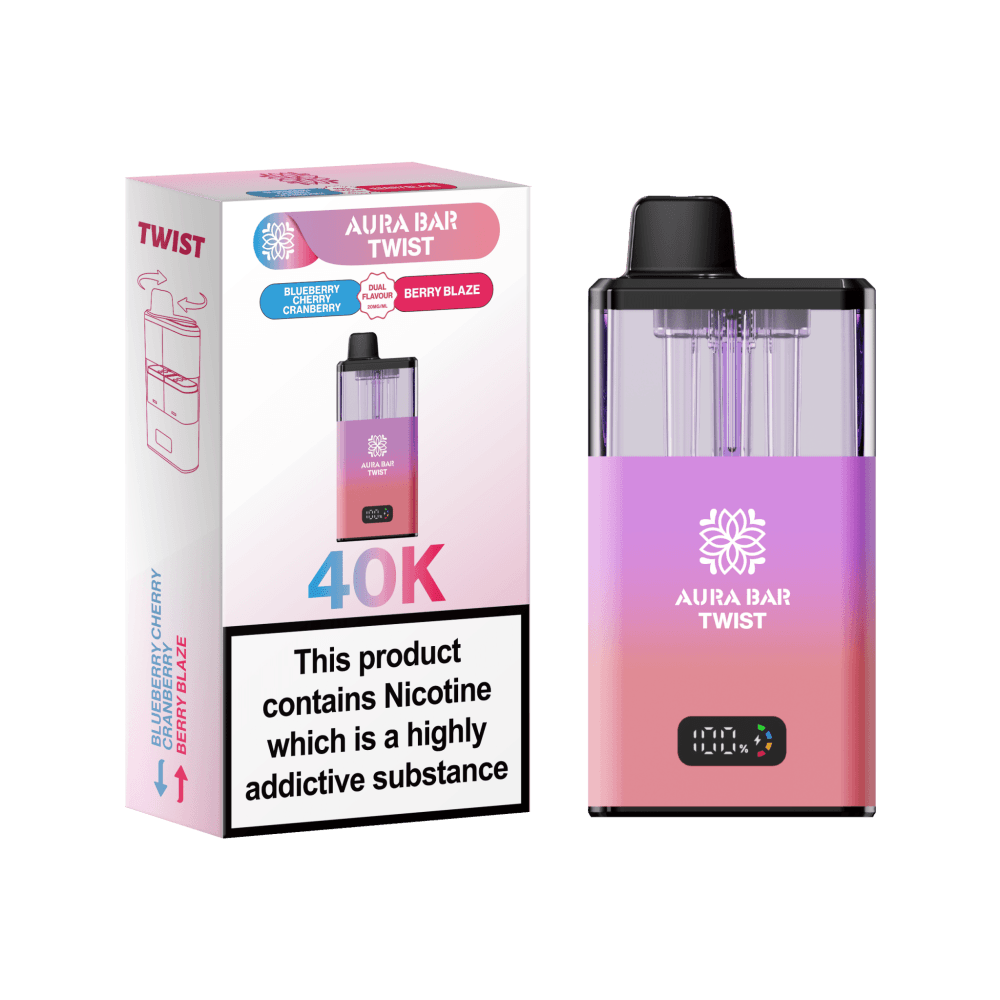 Blueberry Cherry Cranberry / Berry Blaze Aura Bar Twist 40k Vape Kit Box of 5