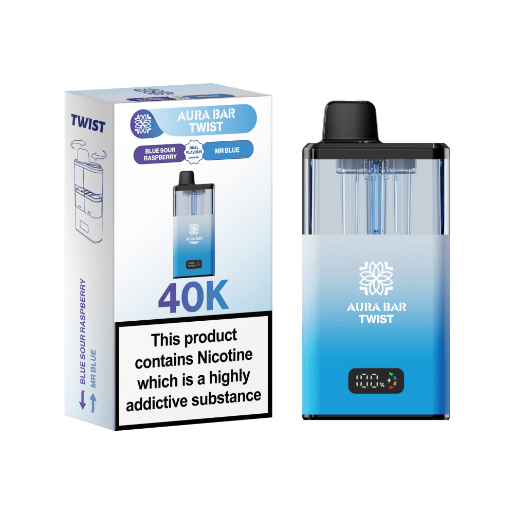  Blue Sour Raspberry / Mr Blue Aura Bar Twist 40k Vape Kit Box of 5