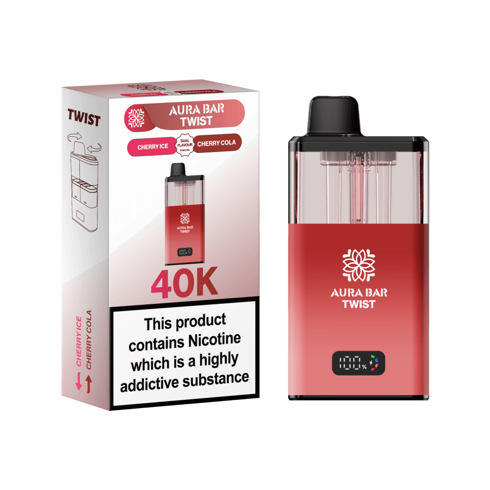  Cherry Ice / Cherry Cola Aura Bar Twist 40k Vape Kit Box of 5