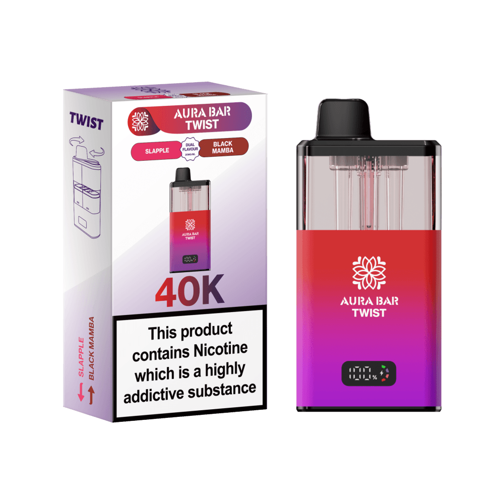  Black Mamba / Juicy Peach *New* Aura Bar Twist 40k Vape Kit Box of 5