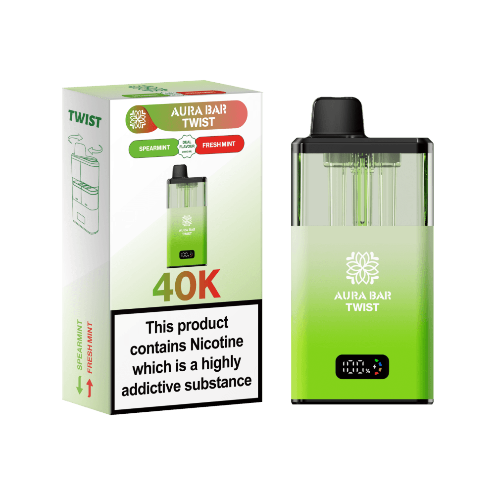  Spearmint / Fresh Mint Aura Bar Twist 40k Vape Kit Box of 5