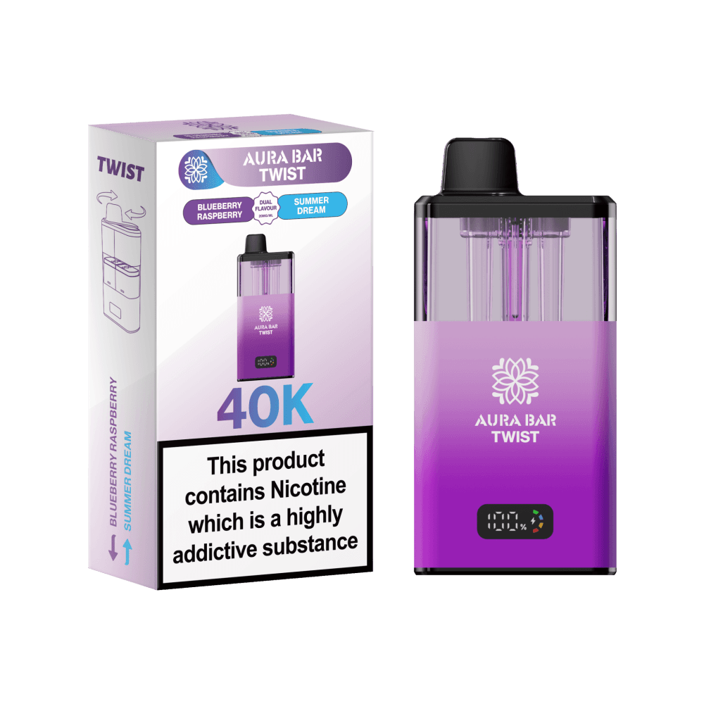  Blueberry Raspberry / Summer Dream Aura Bar Twist 40k Vape Kit Box of 5
