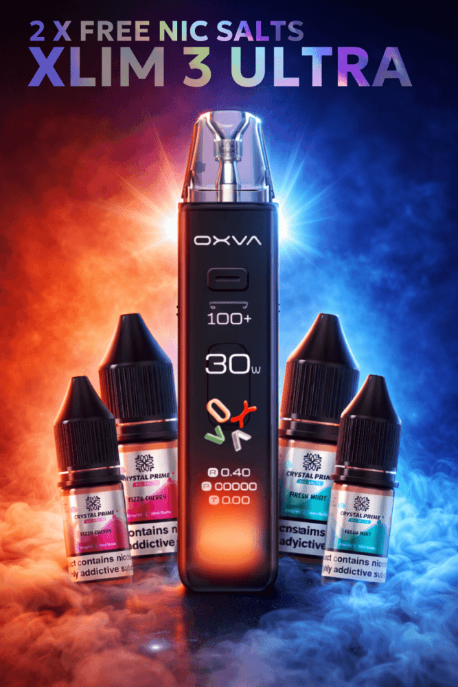  Bordeaux / 2 x Blueberry Raspberry / 10mg Oxva Xlim 3 Ultra Pod Kit + 2 Free Nic Salts